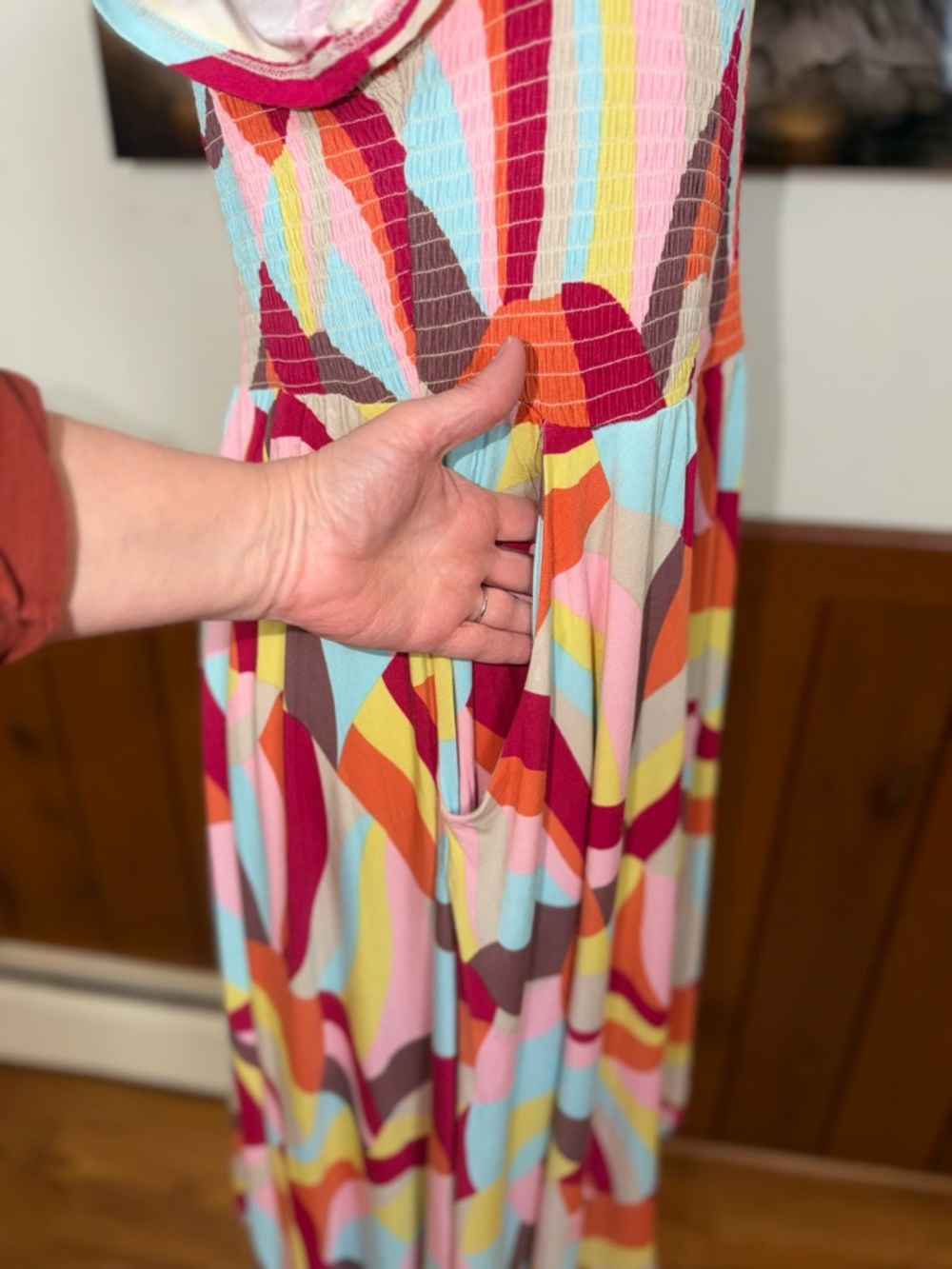 Adorable Torrid Colorful Abstract Print Short Sleeve Dress - Picture 4 of 6